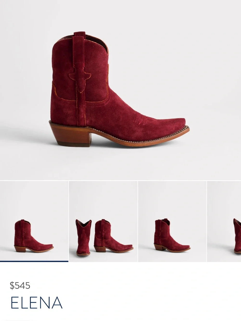 Lucchese Elena Wine Suede Western Ankle Boots